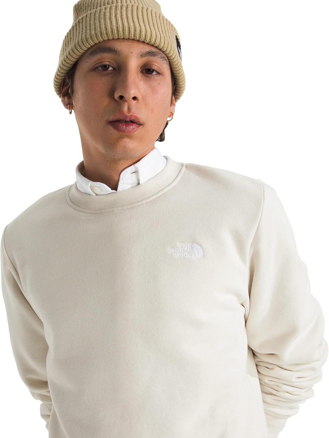 imageThe North Face mens Evolution Simple Dome Crew Ribbed Collar ampamp Hem Classic LogoWhite Dune