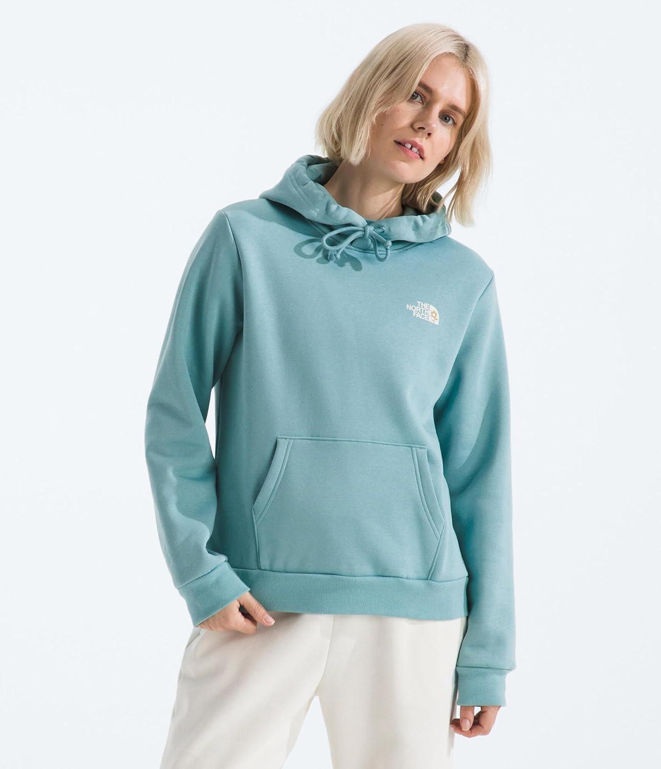 imageThe North Face womens Evolution Floral Cloud Hoodie 2 Piece Hood With Adjustable Drawcord Kangaroo Hand PocketBlue Eclipse