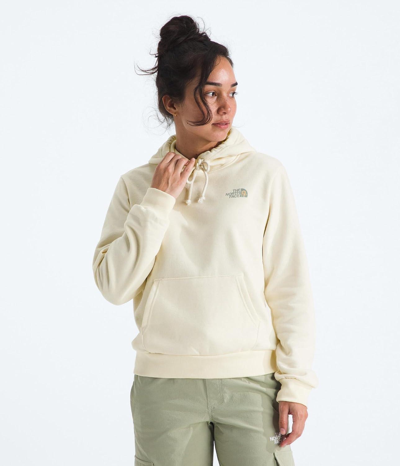 imageThe North Face womens Evolution Floral Cloud Hoodie 2 Piece Hood With Adjustable Drawcord Kangaroo Hand PocketWhite Dune