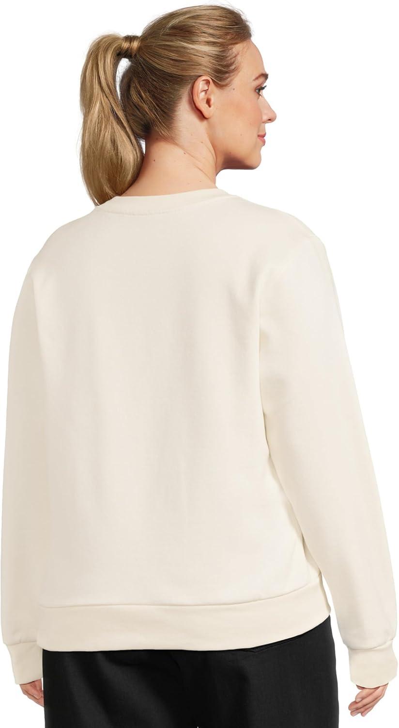 imageThe North Face womens Evolution Simple Dome Crew Ribbed Collar ampamp Hem Classic LogoWhite Dune