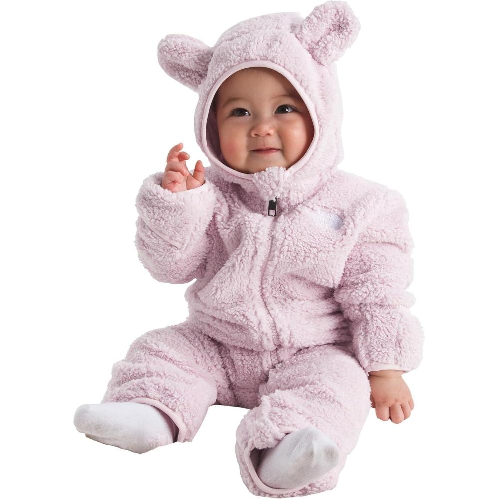 imageTHE NORTH FACE Baby Campshire Onepiece Cozy Fleece Winter Onesie With Mittens Booties ampamp Attached Bear Ear HoodPale Blossom