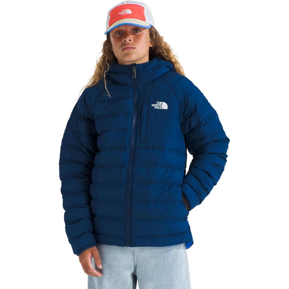 imageTHE NORTH FACE Boys Reversible Perrito Hooded Jacket Waterproof Winter Puffer Coat Lightweight Outerwear for TravelEstate Blue