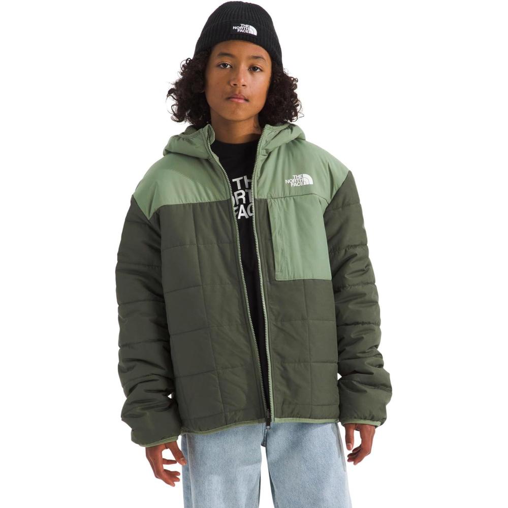 imageTHE NORTH FACE Boys Reversible Shasta Full Zip Hooded JacketNew Taupe GreenBark Mist