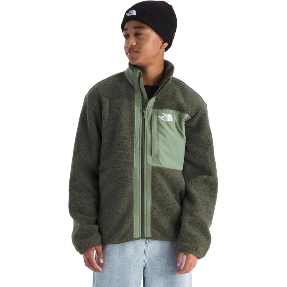 imageTHE NORTH FACE Boys Yumiori Full Zip Jacket Lightweight Fleece Coat Embroidered Logo ampamp Secure Zip ChestNew Taupe GreenBark Mist
