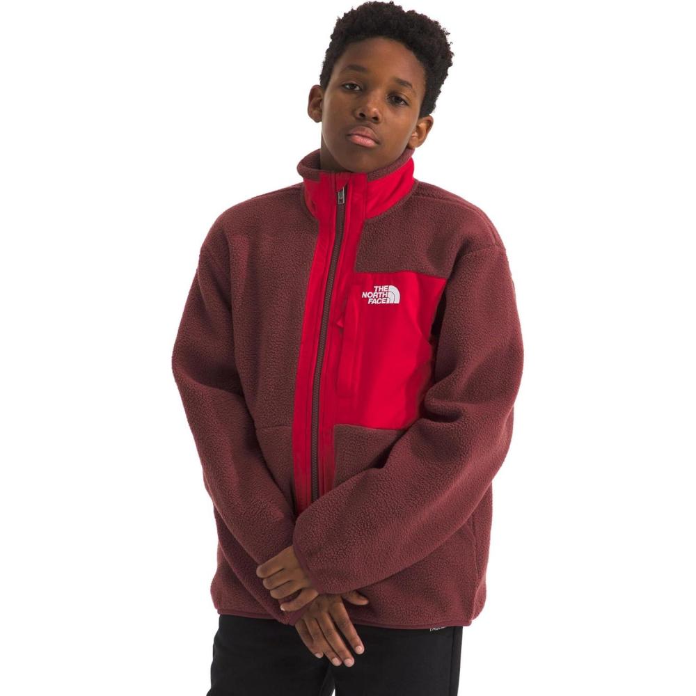 imageTHE NORTH FACE Boys Yumiori Full Zip Jacket Lightweight Fleece Coat Embroidered Logo ampamp Secure Zip ChestSumacTnf Red