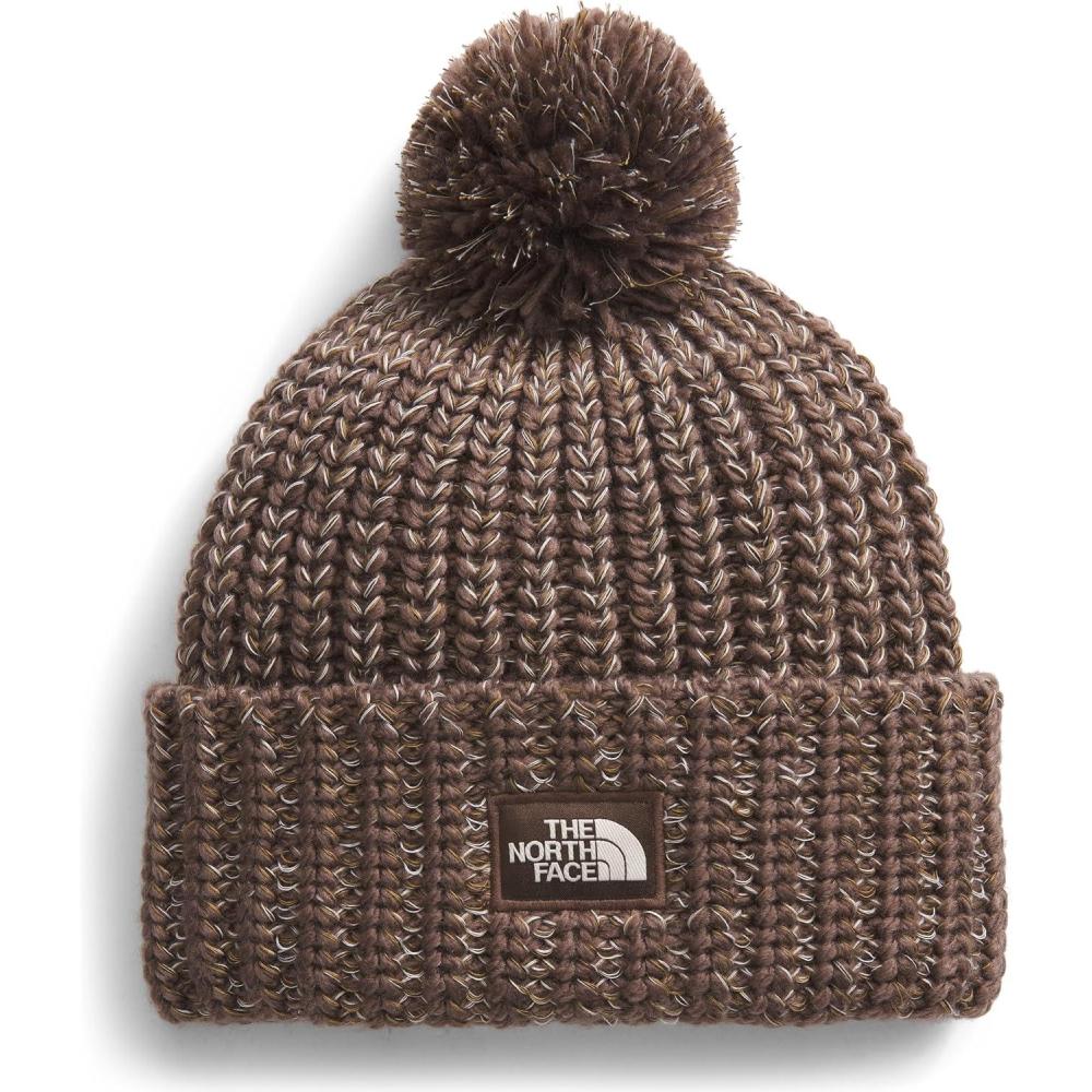 imageTHE NORTH FACE Cozy Chunky Cabin Beanie Deep Fit Cuffed Winter Hat for Men ampamp Women Removable Pom ampamp Textured Cable DetailSmokey BrownUtility BrownDemitasse BrownWhite Dune