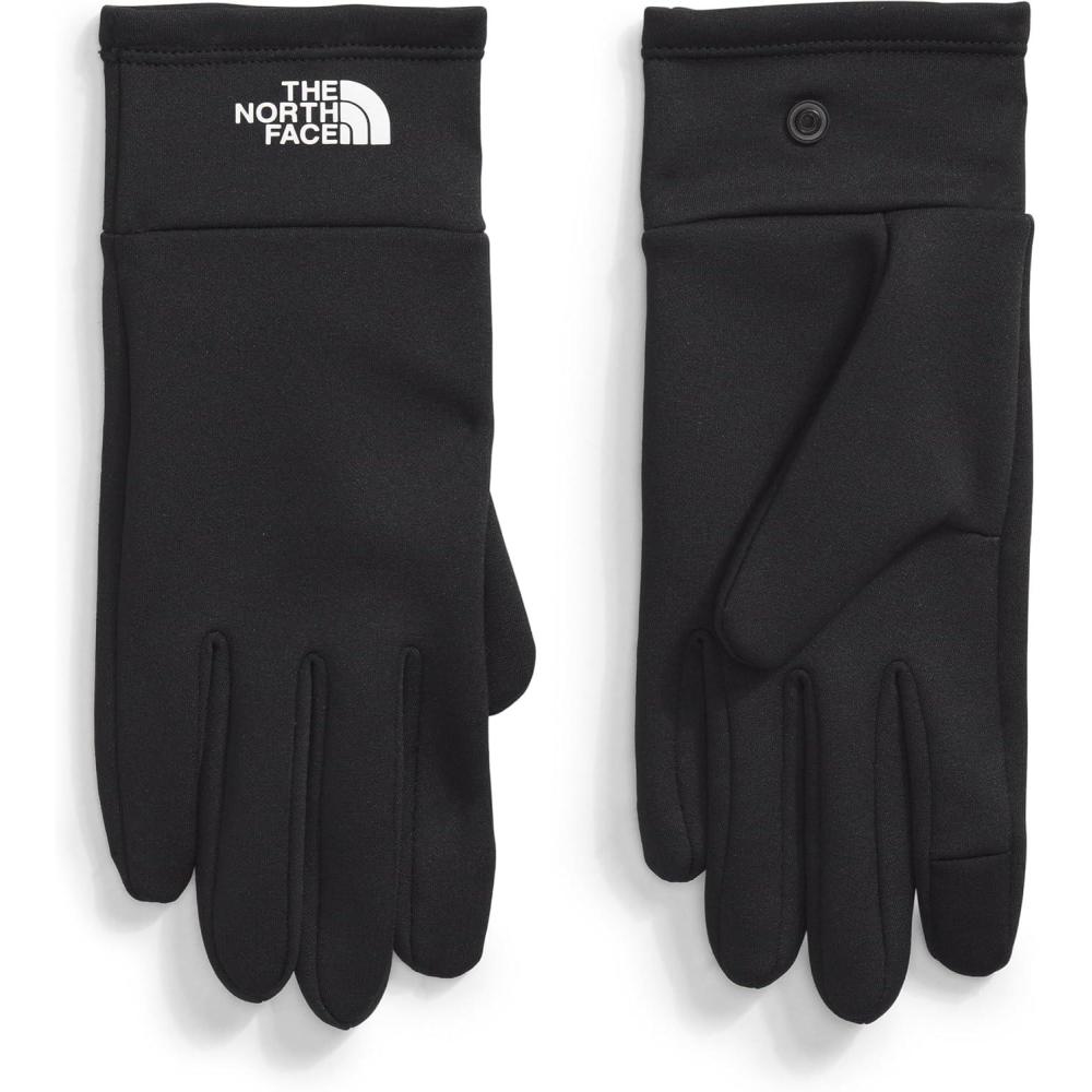 imageTHE NORTH FACE Etip Liner Glove Touchscreen Compatible Hand Warming Double Knit Fleece Shell Snap CuffsTnf Black