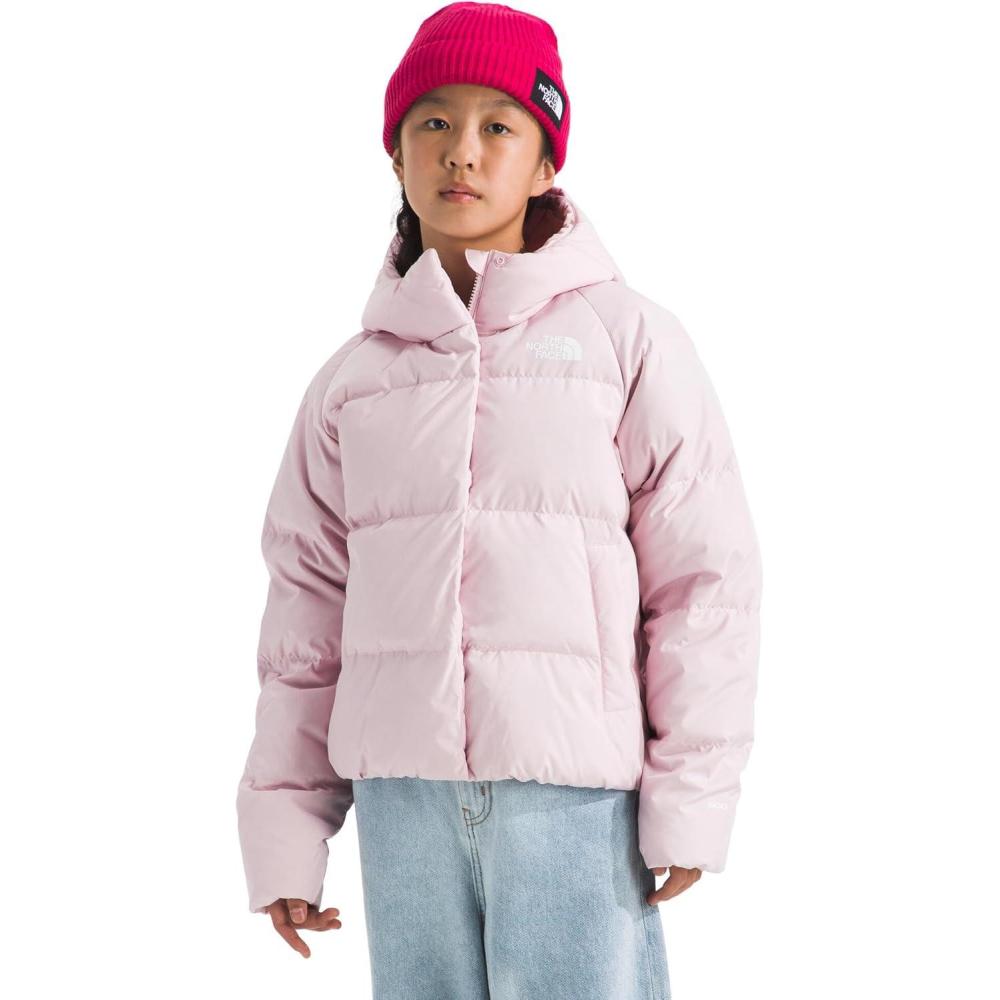 imageTHE NORTH FACE Girls North Down Hooded Jacket Water Repellent 600 Fill Recycled Waterfowl Down ampamp Insulated HoodPale Blossom