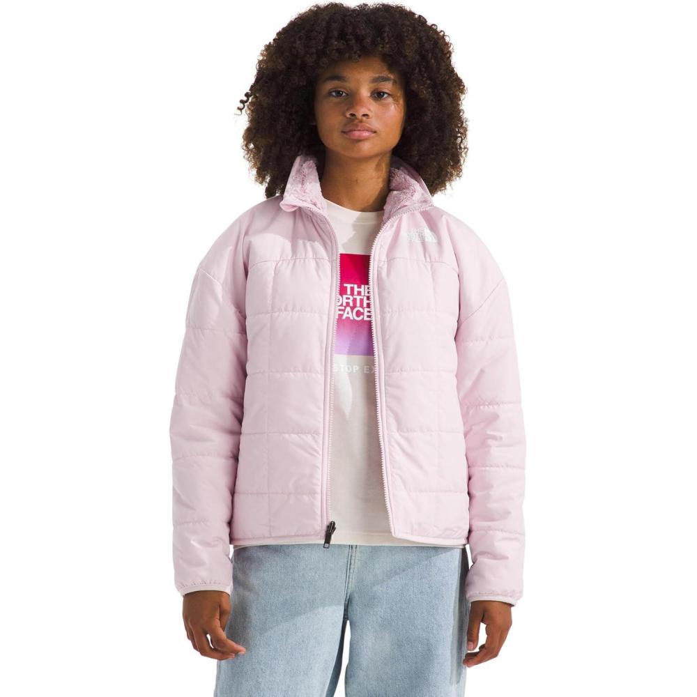 imageTHE NORTH FACE Girls Reversible Shasta Full Zip Jacket  Puffer Coat With Synthetic Insulation Fleece Lined Water RepellentPale Blossom