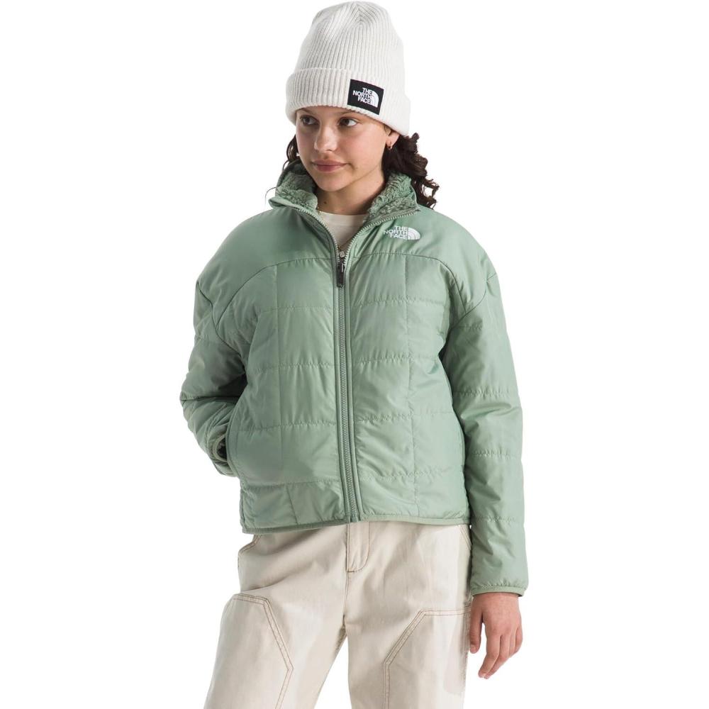 imageTHE NORTH FACE Girls Reversible Shasta Full Zip Jacket  Puffer Coat With Synthetic Insulation Fleece Lined Water RepellentSlate Moss
