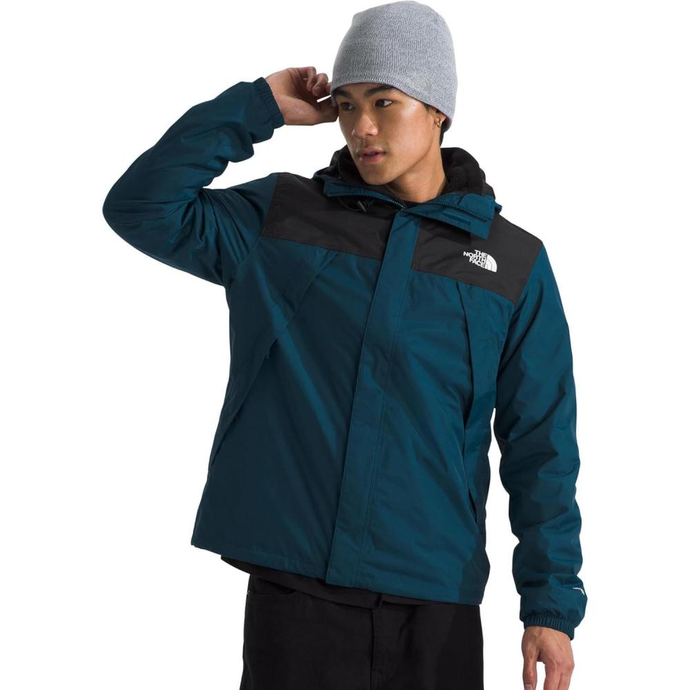 imageTHE NORTH FACE Mens Antora Triclimate Jacket Waterproof Shell Warm Inner Fleece Layer Adjustable 3 Piece HoodMidnight PetrolTnf Black