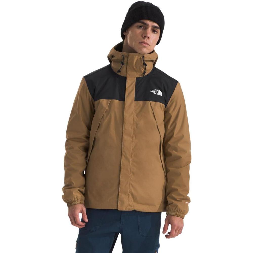 imageTHE NORTH FACE Mens Antora Triclimate Jacket Waterproof Shell Warm Inner Fleece Layer Adjustable 3 Piece HoodUtility BrownTnf Black