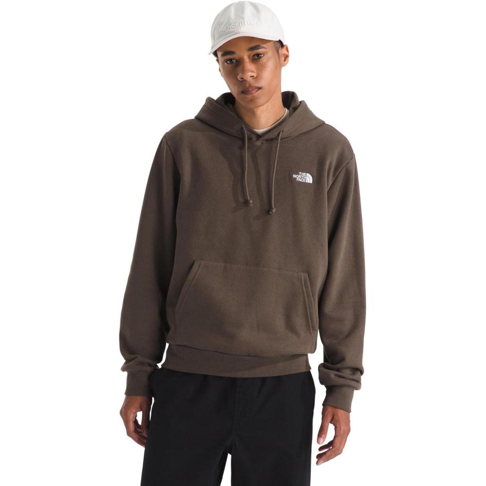 imageTHE NORTH FACE Mens Evolution Simple Dome Hoodie Hood with Adjustable Drawcord Kangaroo Hand Pocket Ribbed CollarSmokey Brown