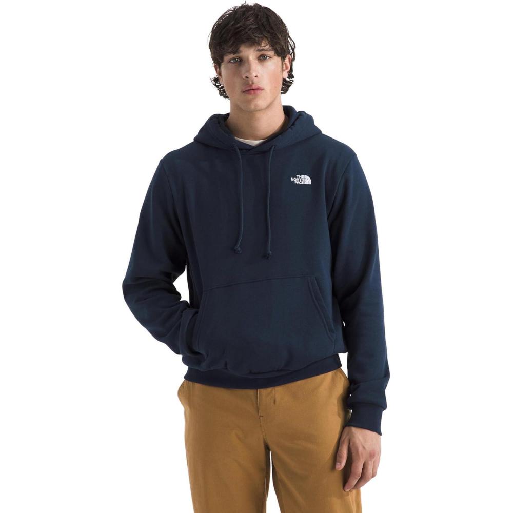 imageTHE NORTH FACE Mens Evolution Simple Dome Hoodie Hood with Adjustable Drawcord Kangaroo Hand Pocket Ribbed CollarSummit Navy