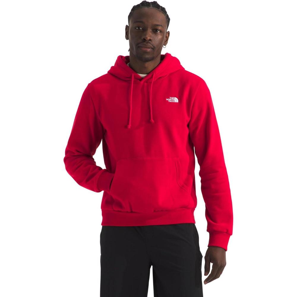 imageTHE NORTH FACE Mens Evolution Simple Dome Hoodie Hood with Adjustable Drawcord Kangaroo Hand Pocket Ribbed CollarTnf Red
