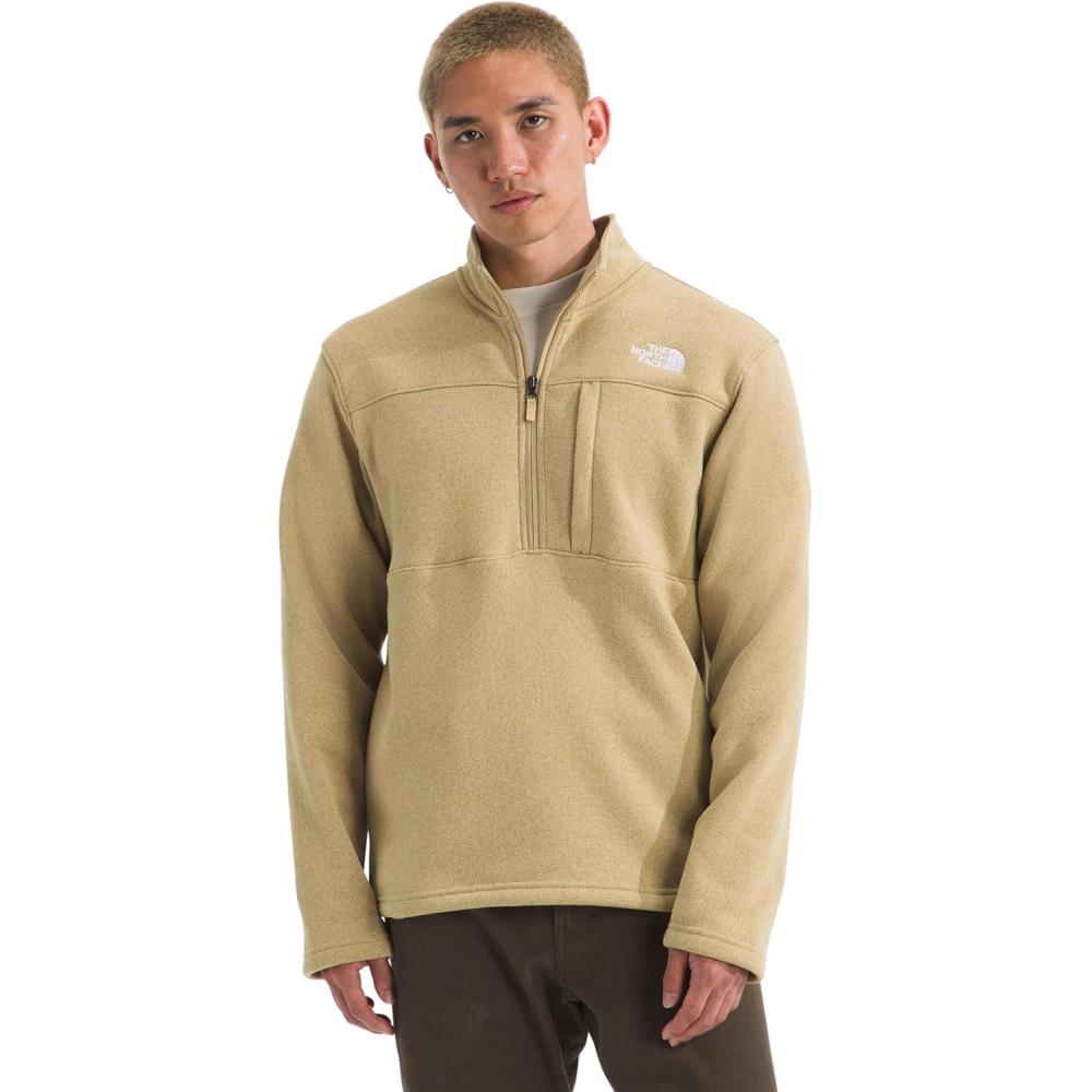 imageTHE NORTH FACE Mens Gordon Lyons Quarter Zip Jacket Cold Weather Top with Chest PocketKhaki Stone Heather