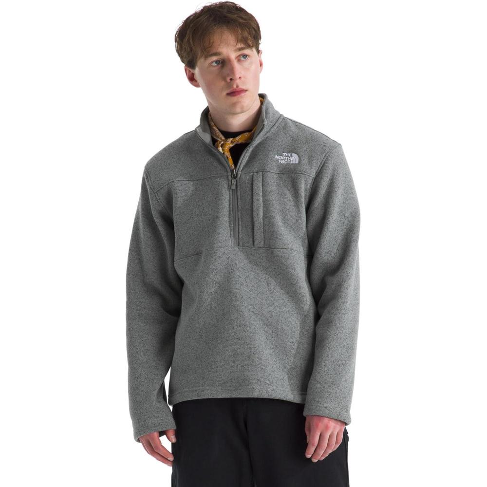 imageTHE NORTH FACE Mens Gordon Lyons Quarter Zip Jacket Cold Weather Top with Chest PocketTnf Medium Grey Heather