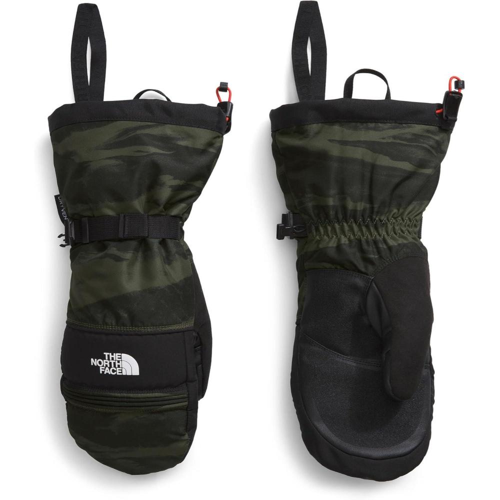 imageTHE NORTH FACE Mens Montana Ski Mitt Touchscreen Compatible Water ampamp Wind Resistant Adjustable Shockcord HemNew Taupe Green Edge of Light Print