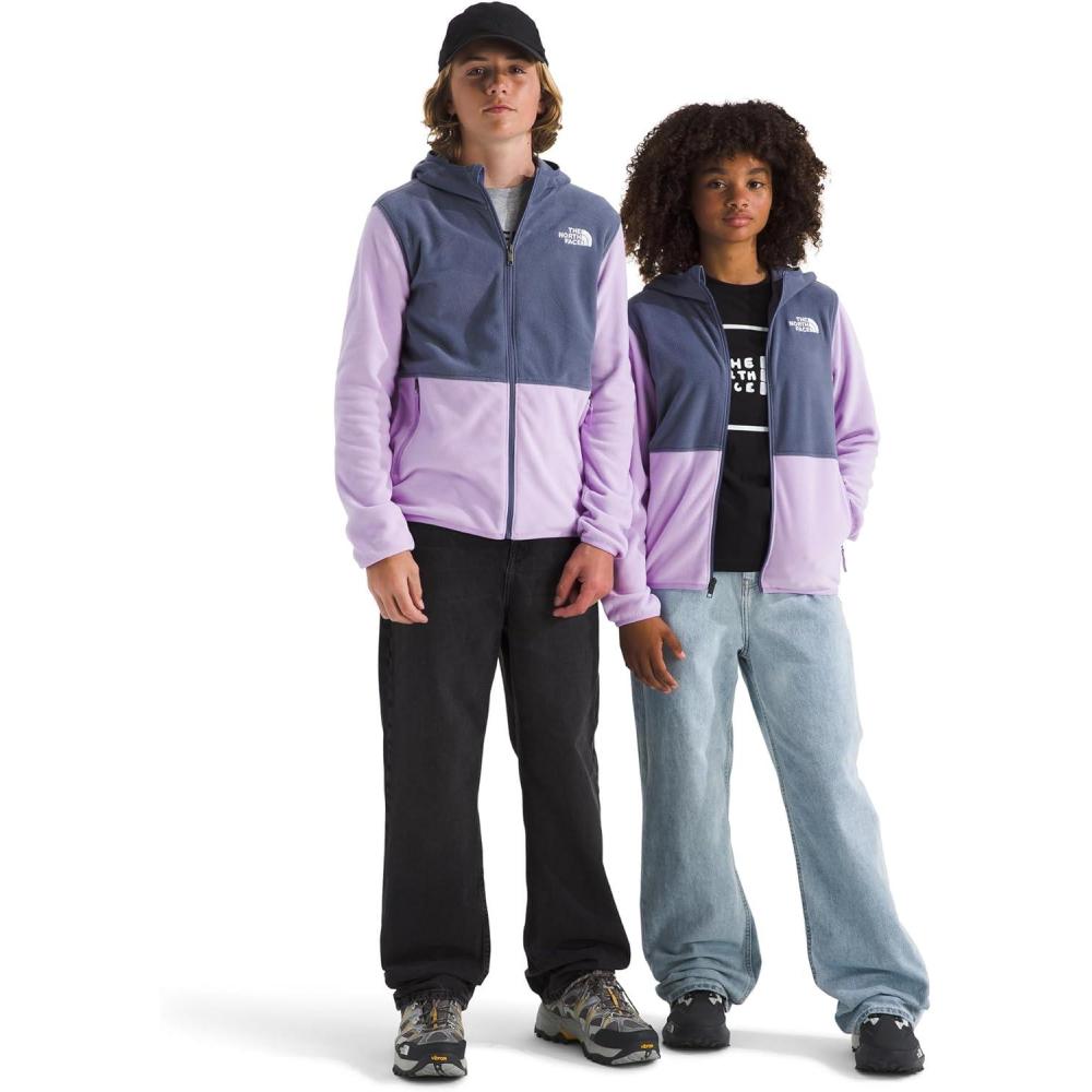 imageTHE NORTH FACE Teen Glacier Lightweight Full Zip Hooded Jacket 3 Piece Hood with SecureZip Hand PocketsLite LilacTwilight Galaxy