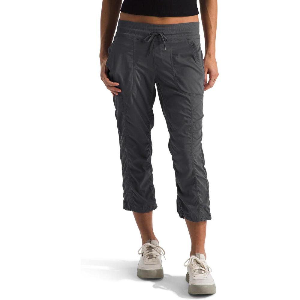 imageTHE NORTH FACE Womens Aphrodite 20 Capri Moisture Wicking Jogger Pants Water Repellent UPF 40 Rib Knit WaistbandAsphalt Greynpf