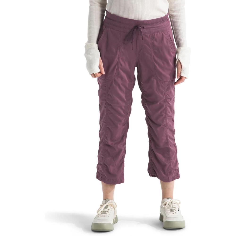 imageTHE NORTH FACE Womens Aphrodite 20 Capri Moisture Wicking Jogger Pants Water Repellent UPF 40 Rib Knit WaistbandMidnight Mauve