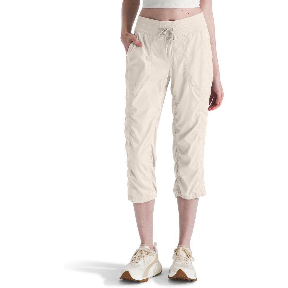imageTHE NORTH FACE Womens Aphrodite 20 Capri Moisture Wicking Jogger Pants Water Repellent UPF 40 Rib Knit WaistbandWhite Dunenpf