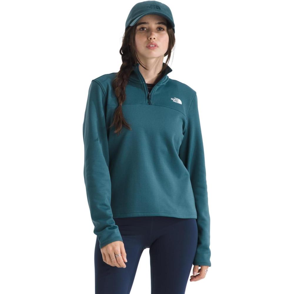 imageTHE NORTH FACE womens Cedar Trail Grid Fleece Quarter Zip Jacket Cold Weather Top With Durable Reinforced BindingsSpace