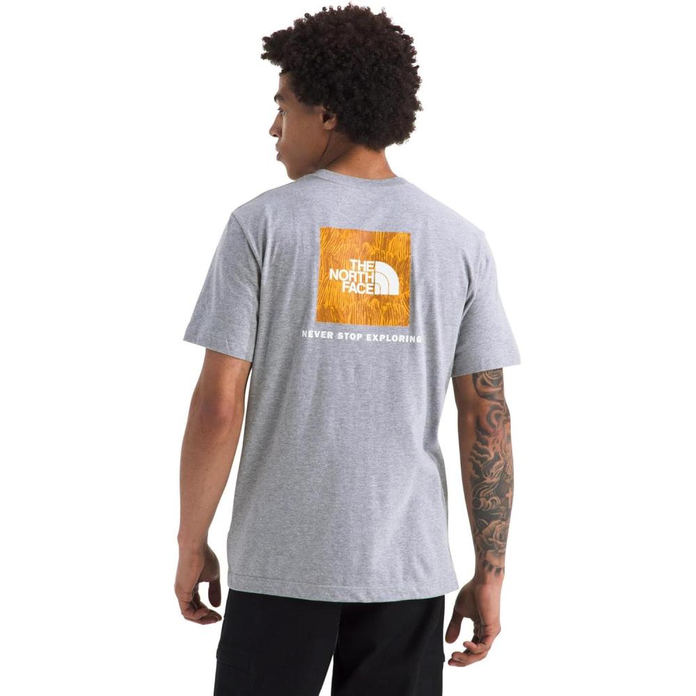 imageThe North Face Mens Evolution Regenerative Ink Box NSE ShortSleeve TeeTnf Pale Grey HeatherSummit Gold Regenerative Ink Print