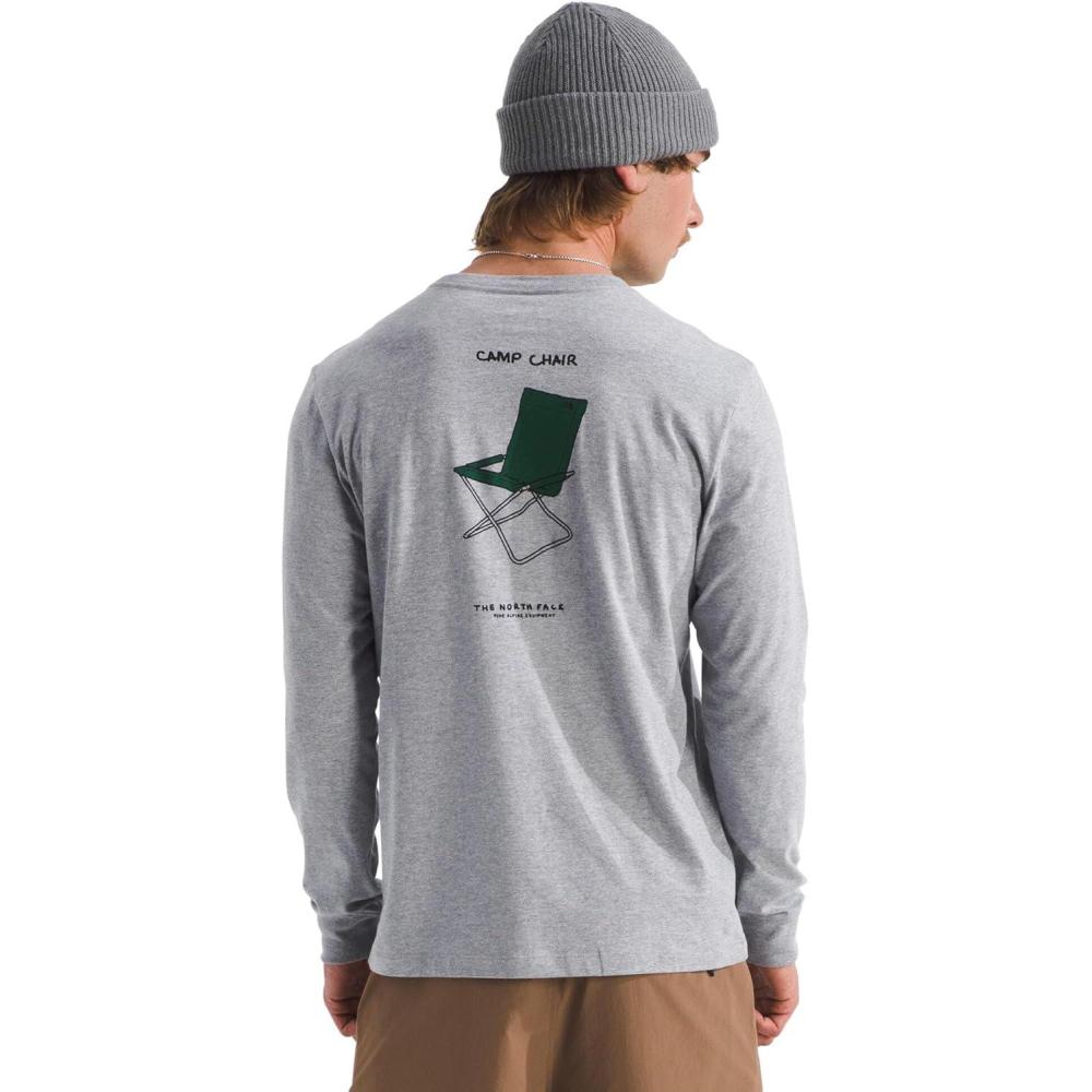 imageThe North Face Mens Evolution Sketch Logo LongSleeve Tee Cotton Shirt with a Logo GraphicTnf Pale Grey Heather