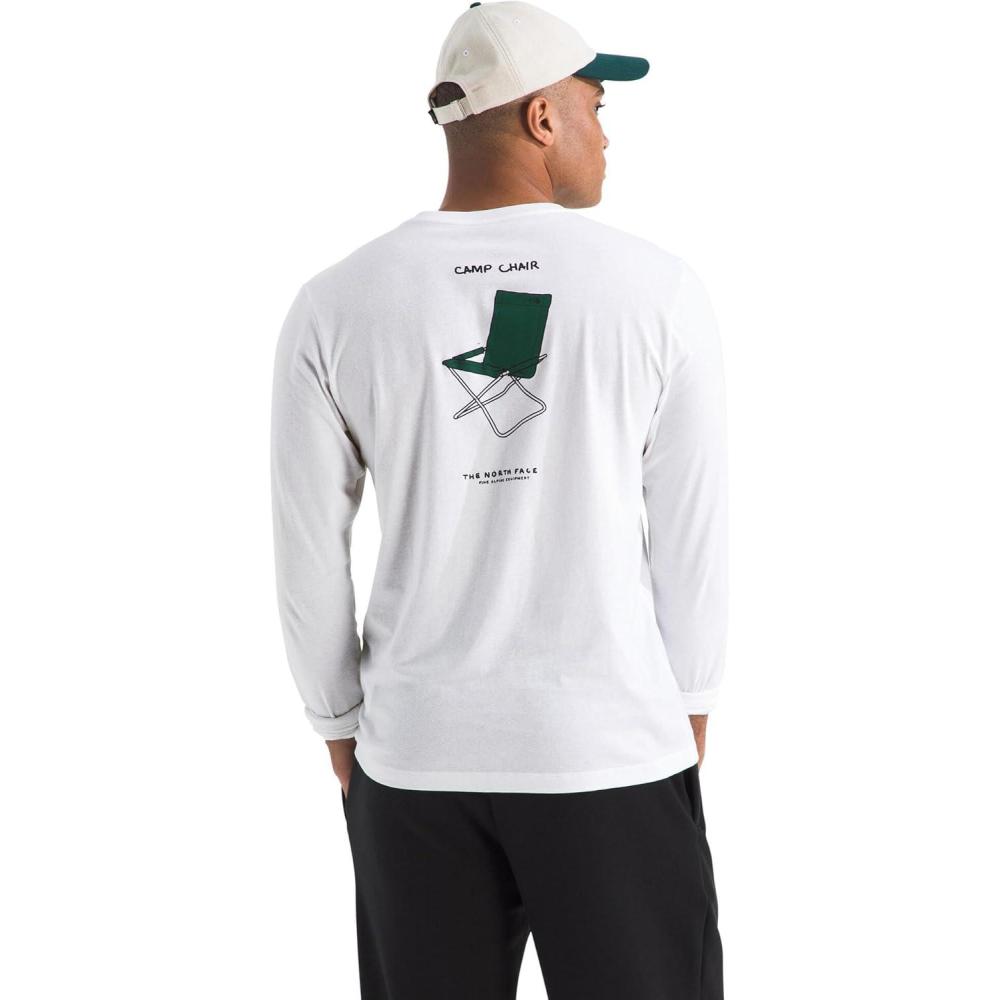 imageThe North Face Mens Evolution Sketch Logo LongSleeve Tee Cotton Shirt with a Logo GraphicTnf White