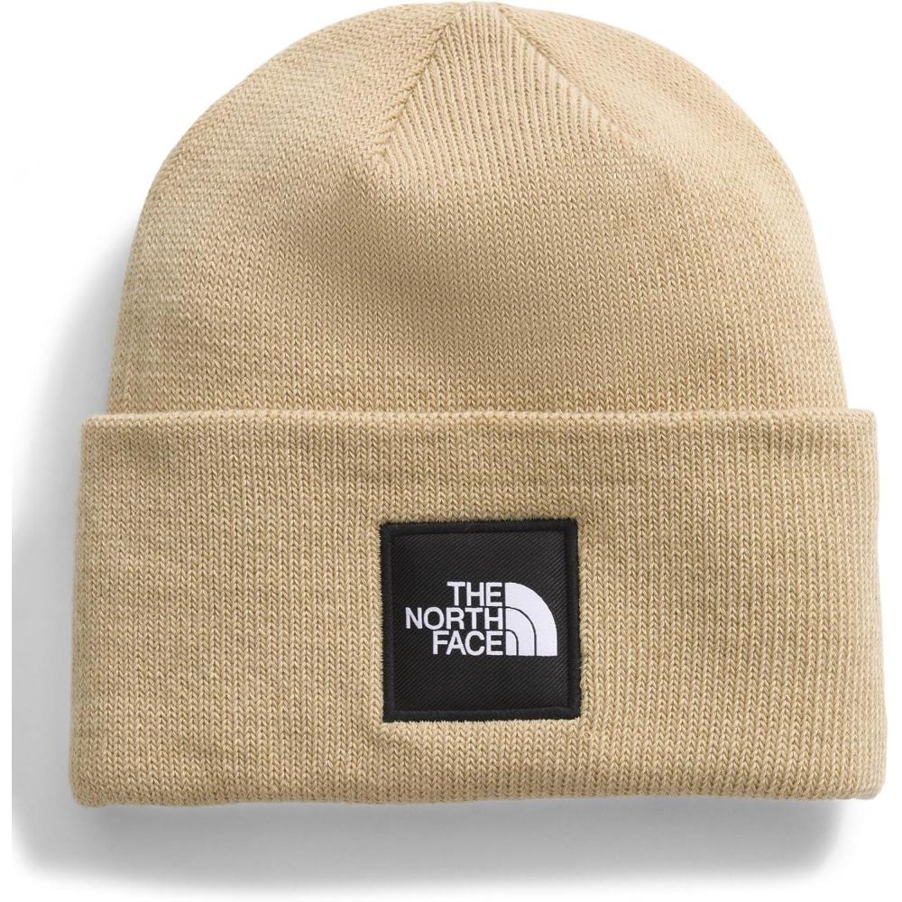 imageThe North Face UnisexAdult Big Box Beanie Oversize Box Logo Patch Deep Fit Cuffed Design Sustainable FabricKhaki Stone