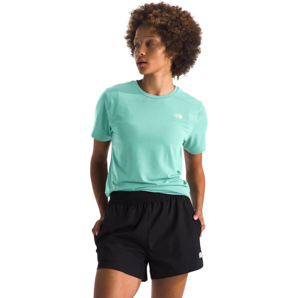 imageThe North Face Womens Adventure Tee  ShortSleeve Crewneck with Moisture Wicking Fabric Setin SleevesBright Foam