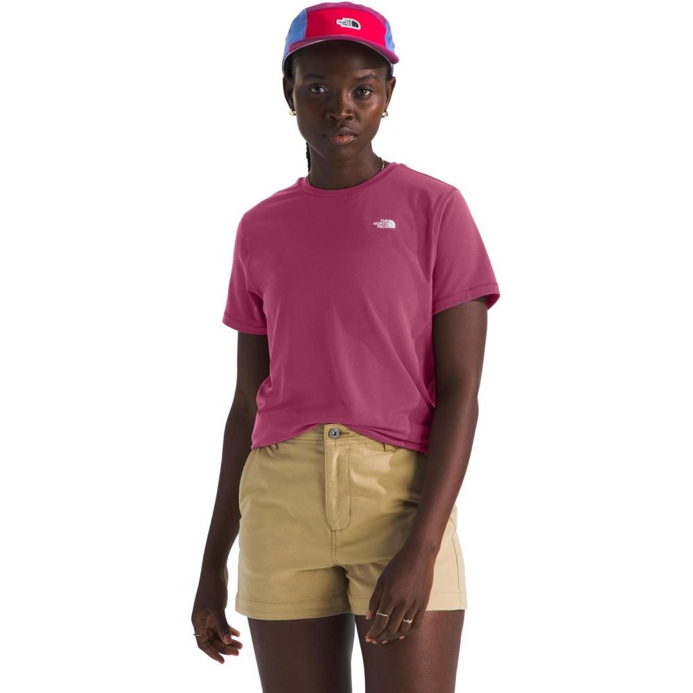 imageThe North Face Womens Adventure Tee  ShortSleeve Crewneck with Moisture Wicking Fabric Setin SleevesCyber Berry