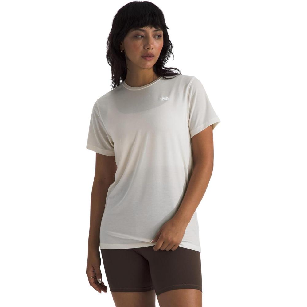 imageThe North Face Womens Adventure Tee ShortSleeve Crewneck with Moisture Wicking Fabric Setin SleevesWhite Dune