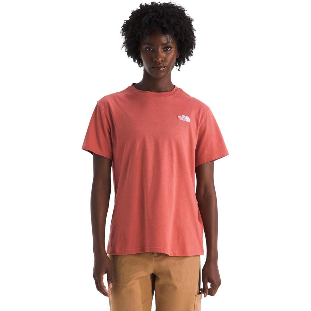 imageThe North Face Womens Evolution Simple Dome Relaxed ShortSleeve Tee Cotton TShirt with Classic Embroidered LogoMars Dust