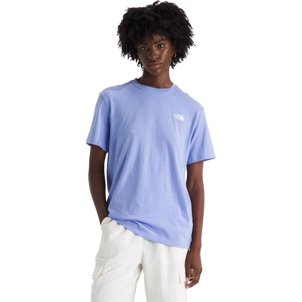 imageThe North Face Womens Evolution Simple Dome Relaxed ShortSleeve Tee Cotton TShirt with Classic Embroidered LogoPeriwinkle Glow