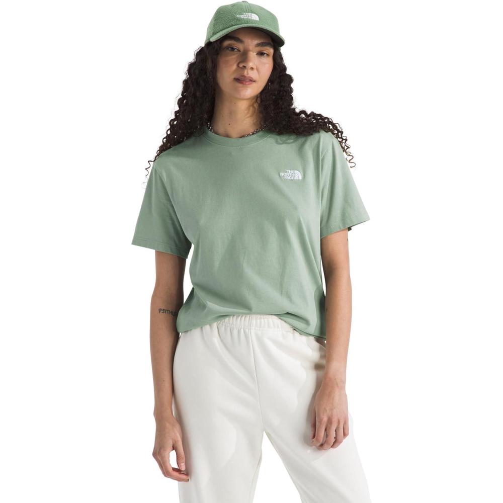 imageThe North Face Womens Evolution Simple Dome Relaxed ShortSleeve Tee Cotton TShirt with Classic Embroidered LogoSlate Moss
