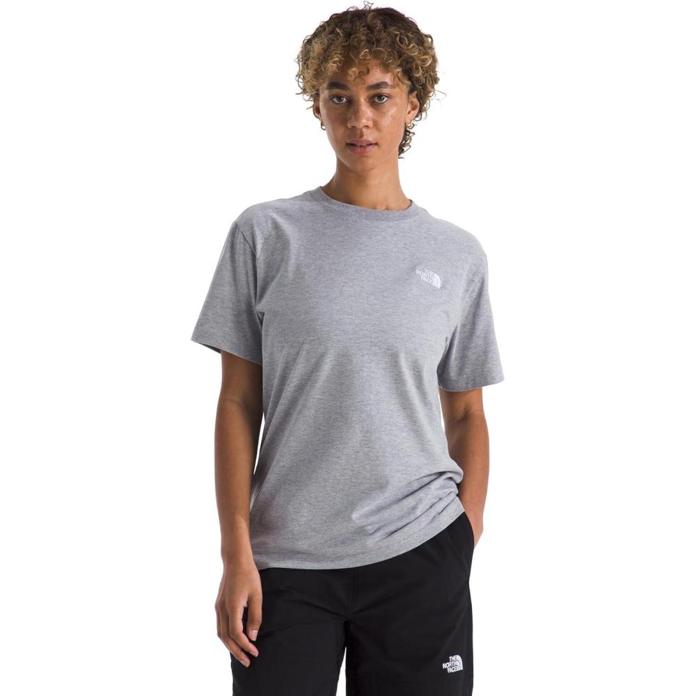 imageThe North Face Womens Evolution Simple Dome Relaxed ShortSleeve Tee Cotton TShirt with Classic Embroidered LogoTnf Pale Grey Heather