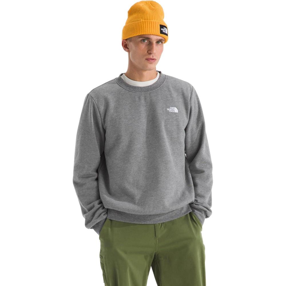 imageThe North Face mens Evolution Simple Dome Crew Ribbed Collar ampamp Hem Classic LogoTnf Mid Grey Heather