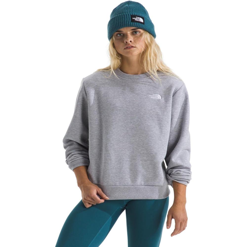 imageThe North Face womens Evolution Simple Dome Crew Ribbed Collar ampamp Hem Classic LogoTnf Pale Grey Heather