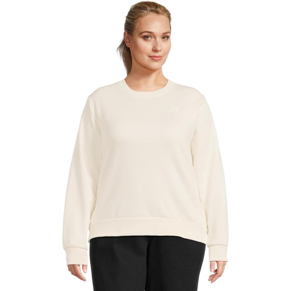 imageThe North Face womens Evolution Simple Dome Crew Ribbed Collar ampamp Hem Classic LogoWhite Dune