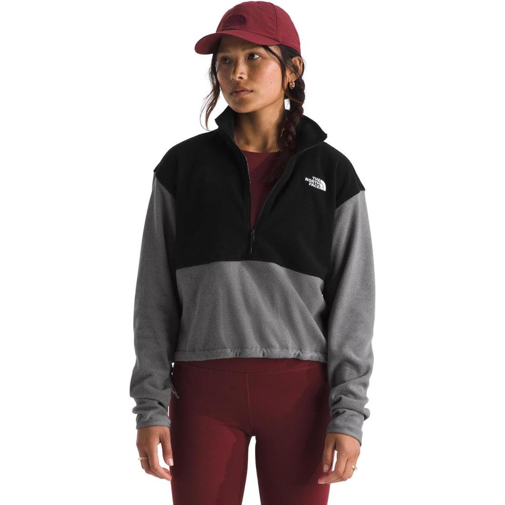imageThe North Face womens Glacier Fleece Half Zip Short JacketTnf Mid Grey HeatherTnf Black