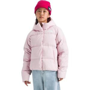 THE NORTH FACE Girls’ North Down Hooded Jacket | Water Repellent, 600 Fill Recycled Waterfowl Down, & Insulated Hood(Pale Blossom)