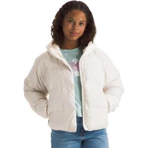THE NORTH FACE Girls’ North Down Hooded Jacket | Water Repellent, 600 Fill Recycled Waterfowl Down, & Insulated Hood(White Dune)
