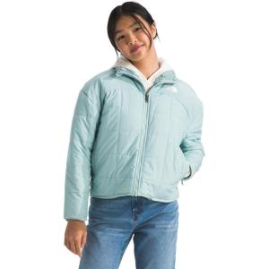 THE NORTH FACE Girls Reversible Shasta Full Zip Jacket | Puffer Coat With Synthetic Insulation, Fleece Lined, Water Repellent(Muted Pine)