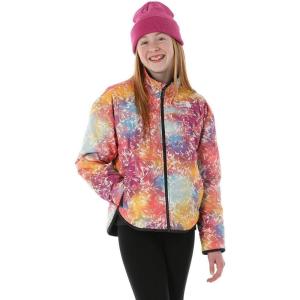 THE NORTH FACE Girls Reversible Shasta Full Zip Jacket | Puffer Coat With Synthetic Insulation, Fleece Lined, Water Repellent(Radiant Poppy Blowing Wind Print)