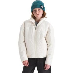 THE NORTH FACE Girls Reversible Shasta Full Zip Jacket | Puffer Coat With Synthetic Insulation, Fleece Lined, Water Repellent(White Dune)