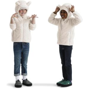THE NORTH FACE Kids’ Campshire Full Zip Hoodie | Cozy Fleece Winter Jacket, Open Hand Pockets & Attached Hood With Bear Ears(White Dune/Sparkle)