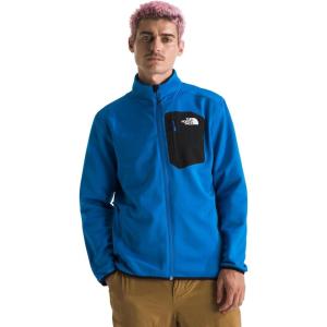 THE NORTH FACE Men’s Crest Full Zip Jacket | Water Repellent Fleece Coat, Double Layer Stand Collar & Zip Hand Pockets(Hero Blue/Tnf Black)