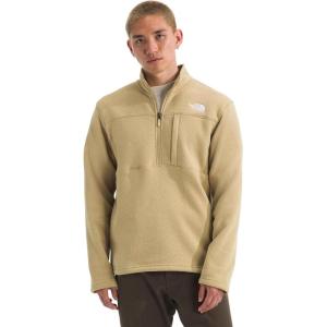THE NORTH FACE Men’s Gordon Lyons Quarter Zip Jacket | Cold Weather Top with Chest Pocket(Khaki Stone Heather)